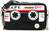Retro Tape Shaped Evening Purse, PU Audio Cassette Crossbody Handbag