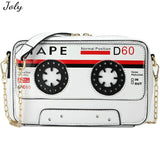 Retro Tape Shaped Evening Purse, PU Audio Cassette Crossbody Handbag