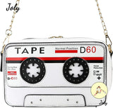 Retro Tape Shaped Evening Purse, PU Audio Cassette Crossbody Handbag