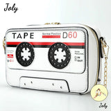 Retro Tape Shaped Evening Purse, PU Audio Cassette Crossbody Handbag