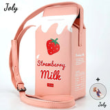 Personality Bags Strawberry Milk Box Crossbody Purse Bag for Women
