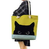 Cat Prints Women Shoulder Bag Eco Reusable Shopping Bags