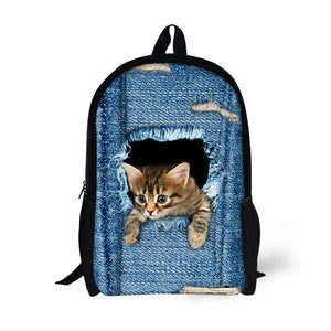 3D Printing Pet Dog Cat Backpack for Girls Funny Puppies Kids Bagpack