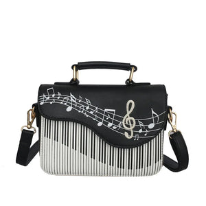 Piano Music Pattern Leather Shoulder Handbags for Women