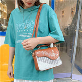 Piano Music Pattern Leather Shoulder Handbags for Women
