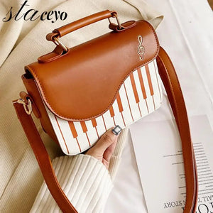 Piano Pattern PU Leather Shoulder Bag Crossbody Messenger Bag Totes