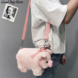 Pig Shoulder Bag Plush Stuffed Animal Crossbody Bags Women Winter Soft Purse