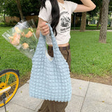 Pleated Shoulder Bag Large Capacity Tote