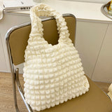 Pleated Women Shoulder Bag Large Capacity Underarm Tote Small Shopping Cloud Bub