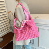 Pleated Shoulder Bag Large Capacity Tote Shopping Bag