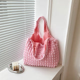 Pleated Shoulder Bag Large Capacity Tote Shopping Bag