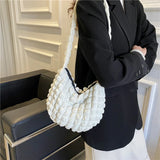 Pleated Women Shoulder Bag Large Capacity Underarm Tote Small Shopping Cloud Bub