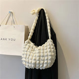 Pleated Women Shoulder Bag Large Capacity Underarm Tote Small Shopping Cloud Bub