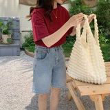 Pleated Shoulder Bag for Women Large Capacity Tote