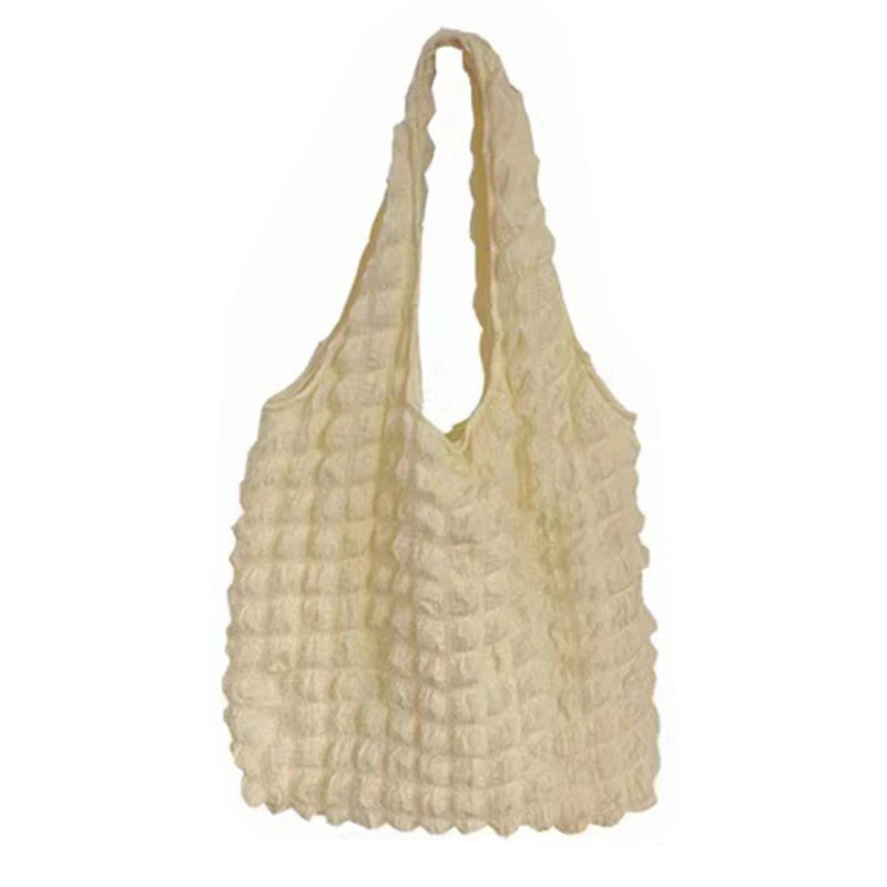 Pleated Shoulder Bag for Women Large Capacity Tote