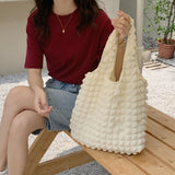 Pleated Shoulder Bag for Women Large Capacity Tote