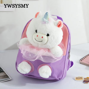 Plush Backpack Girls School Bags Kindergarten Backpacks Detachable Backpack