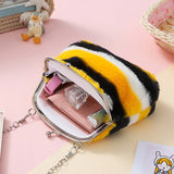 Fur Circle Wallet for Girl Clutch Embroidered Bag Key Earphone Organizer
