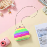 Fur Circle Wallet for Girl Clutch Embroidered Bag Key Earphone Organizer