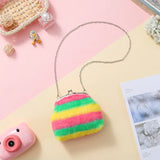 Fur Circle Wallet for Girl Clutch Embroidered Bag Key Earphone Organizer