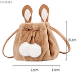 Lolita Rabbit Ear Bucket Bag Furry Crossbody Bag