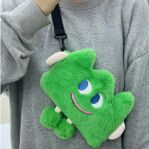 Plush Messenger Bag Women Expression Shoulder Messenger Hanging Neck Bag