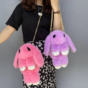 Plush Rabbit Shoulder Bag Crossbody Japanese Bunny Stuffed Toy Kids Gift