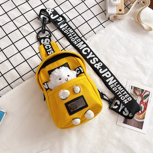 Plush Toy Chest Bag Women Canvas Crossbody Shoulder Bag
