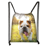 Pug Print Drawstring Bag Ladies Shopping Storage Bag Travel 3D Print Animal Dog