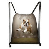 Pug Print Drawstring Bag Ladies Shopping Storage Bag Travel 3D Print Animal Dog