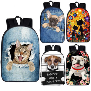 Puppy Dog / Kitten Cat Backpack Women Men Causal Rucksack Student School Bags