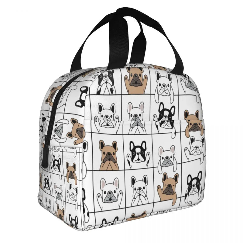 French Bulldog Puppy Lunch Bag Insulated Thermal Cooler for School Work Picnic