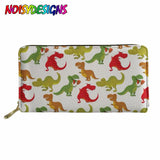 Dino Print Zipper Purse for Women - Leather Passport Cover