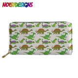 Dino Print Zipper Purse for Women - Leather Passport Cover