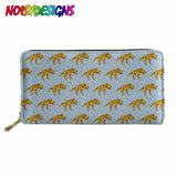 Dino Print Zipper Purse for Women - Leather Passport Cover