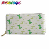 Dino Print Zipper Purse for Women - Leather Passport Cover
