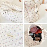 Quilted Cosmetic Bag Floral Makeup Organizer Zipper Beauty Case Women Travel