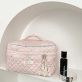 Quilting Cotton Makeup Bag Zipper Cosmetic Organizer Box Shape