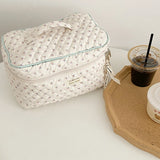 Quilting Cotton Makeup Bag Zipper Cosmetic Organizer Box Shape