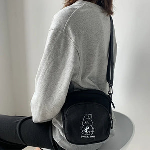 Rabbit Canvas Crossbody Bag for Women Girls