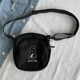 Rabbit Canvas Crossbody Bag Women Small Casual Student Girls Messenger Bags