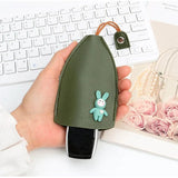 Rabbit Cat Key Bag PU Leather Car Key Holder Case Keychain Pouch