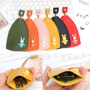 Rabbit Pull Type Key Bag PU Leather Key Wallets Car Key Holder Case