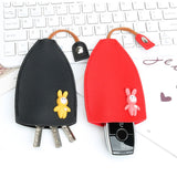 Rabbit Pull Type Key Bag PU Leather Key Wallets Car Key Holder Case