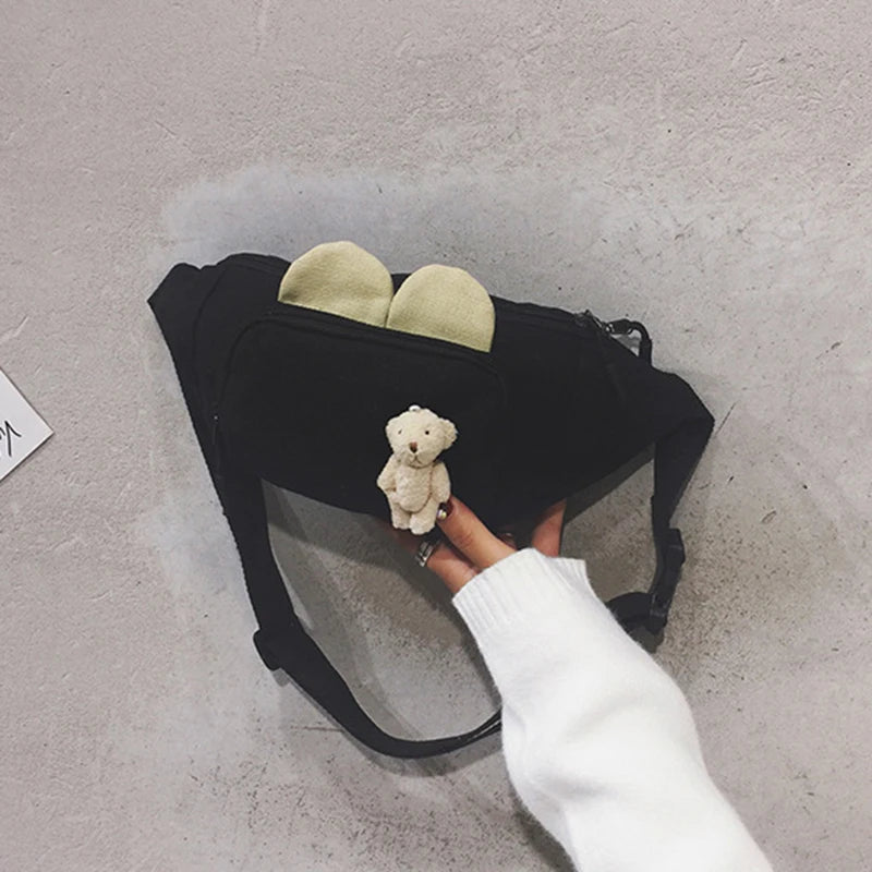 Canvas Rabbit Waist Pack Crossbody Chest Bag