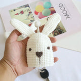 Rabbit Girls Pull Type Key Bag Hand Knitting Key Wallets