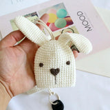 Rabbit Girls Pull Type Key Bag Hand Knitting Key Wallets