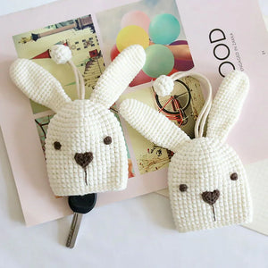Rabbit Girls Pull Type Key Bag Hand Knitting Key Wallets