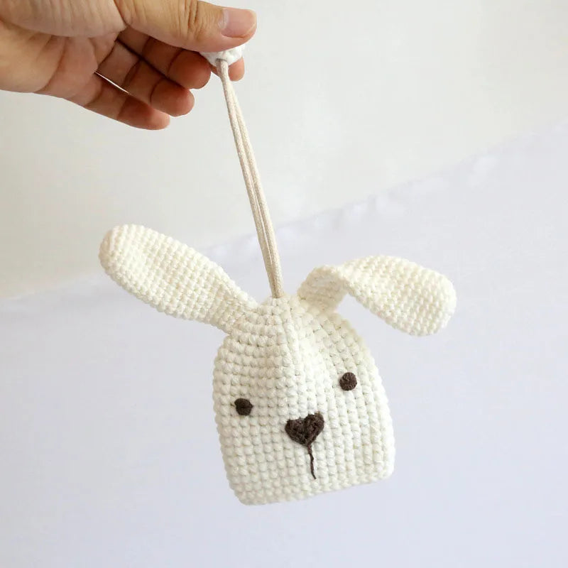 Rabbit Girls Pull Type Key Bag Hand Knitting Key Wallets