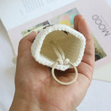 Rabbit Girls Pull Type Key Bag Hand Knitting Key Wallets
